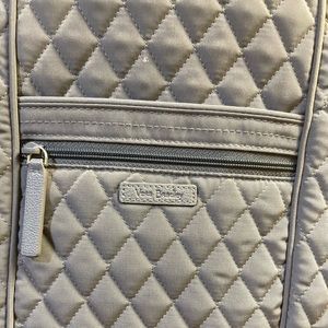 Gray Vera Bradley Quilted Crossbody w Polka Dot Print Lining